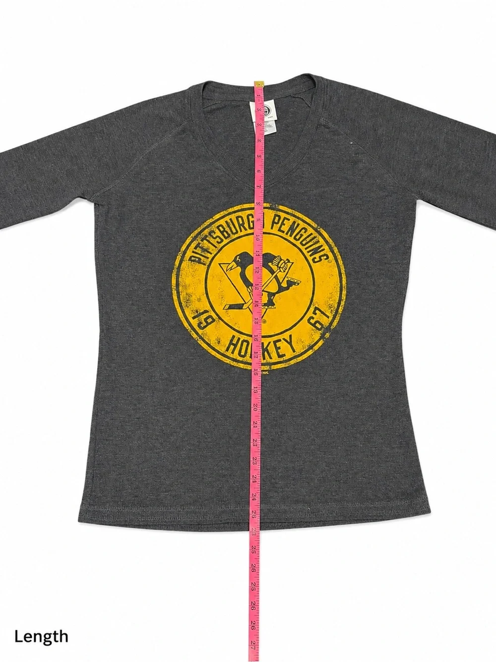 NHL Pittsburgh Penguins Youth L 12/14 Gray 1967 Hockey Long Sleeve V-Neck